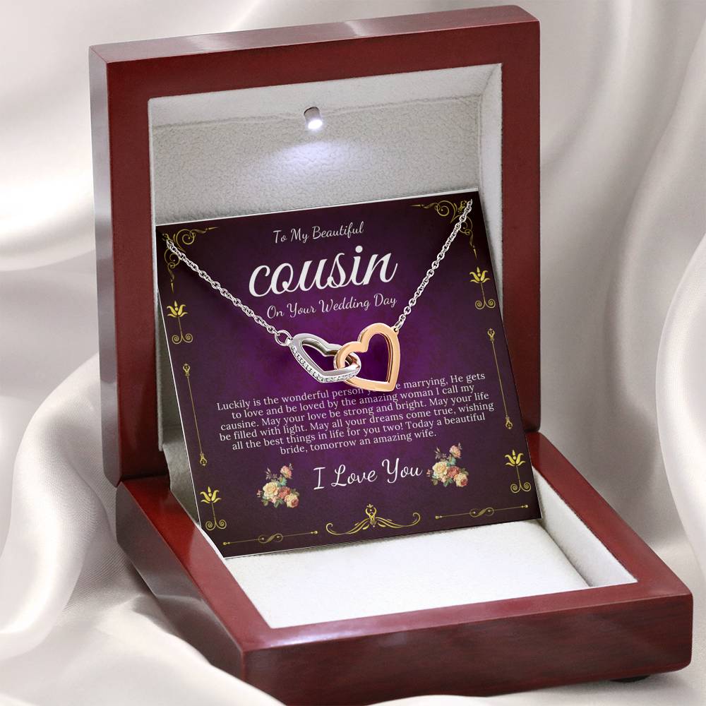 Interlocking Heart, Gift For Cousin Wedding Day Bride Gift From Cousin Bride necklace Gift For Cousin Wedding Gift For My Cousin #0109