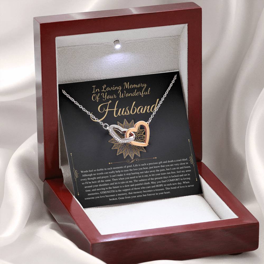 Loss of Husband Memorial Gift Husband In Memory of Husband Sorry for Your Loss of Spouse Loss of Loved One , Interlocking Heart #0303