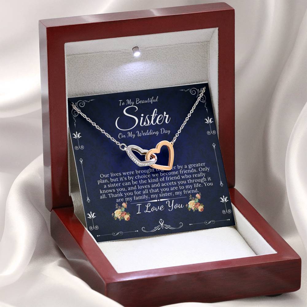 Interlocking Heart, To My Sister on My Wedding Day, Gift For Sister On My Wedding, Sister to Sister Gift, Sister of the Bride Gift #0099