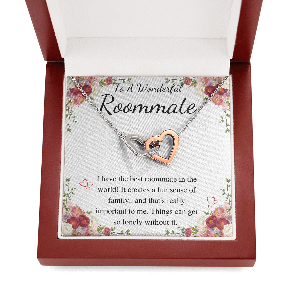 To My Roommate Gift To College Roommate Christmas Gift Dorm Mate Gift Roomie Birthday Present Roommate Thank You,Interlocking heart Necklace
