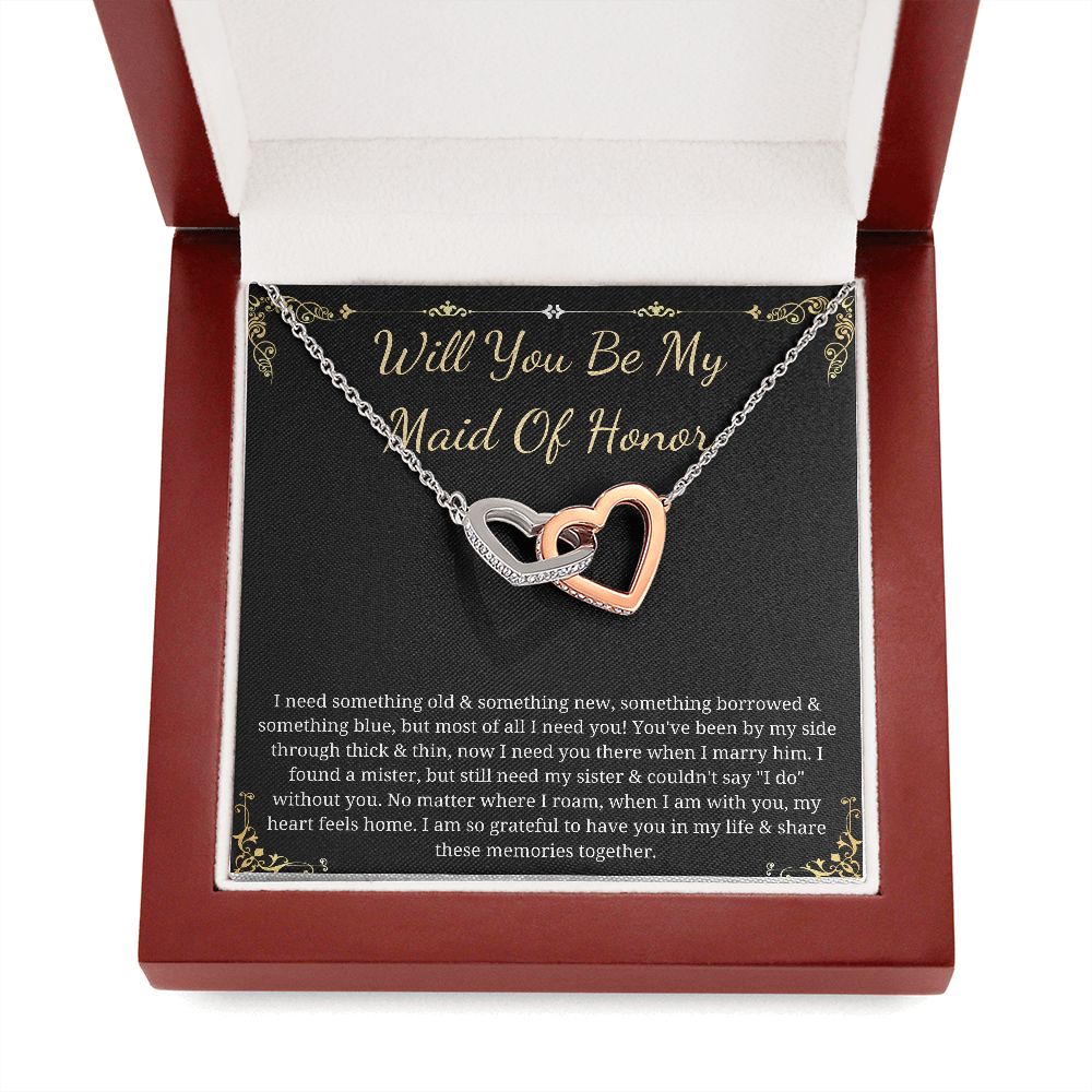 MJG Maid of honor Proposal gift from bride and groom , Interlocking heart necklace for MOH , Wedding gift , Will You Be My Maid Of Honour