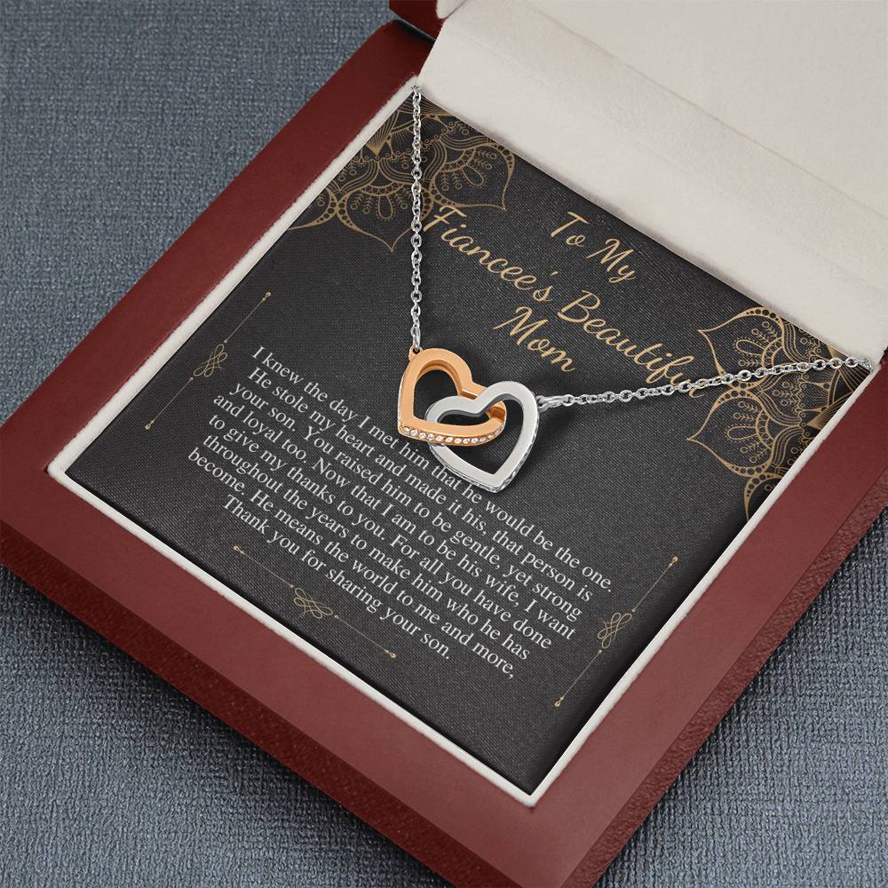 Gift For Fiancée's Mom, Fiancée's Mom Gift ,To My Fiancée's Mom, Mother's Day Gift For Fiancées Mom,Birthday Gift,Interlocking Hearts #0474