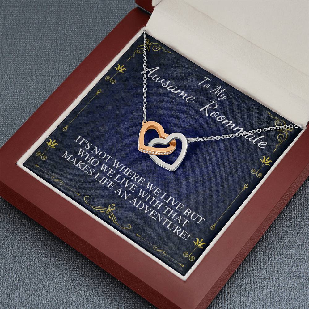 Gift for Roommate, Necklace for Roommate, Roommate Birthday Gift, Roommate Appreciation Gift, Roomie Christmas Gift, Linked Heart #0588