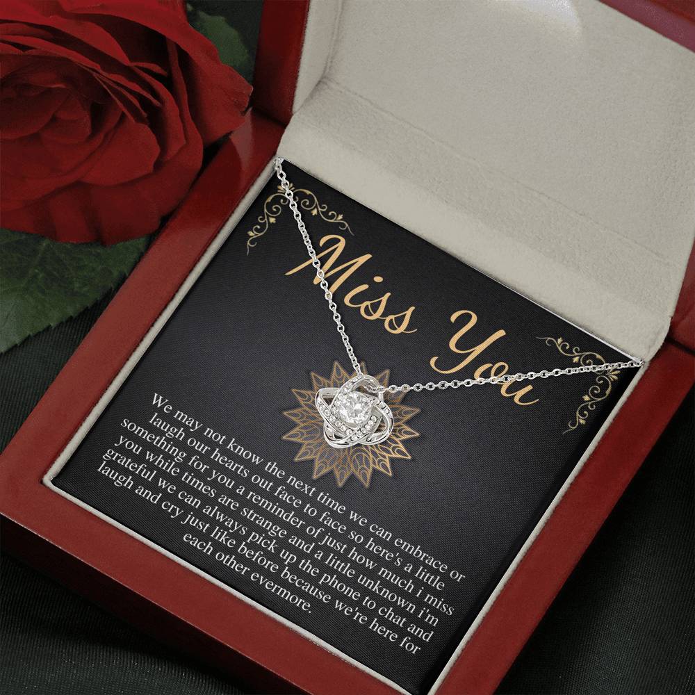 Long Distance Friendship Gift Necklace, I miss you jewelry necklace gift for her, Miss You Gift and Card, Missing You Gift, Love knot #0584