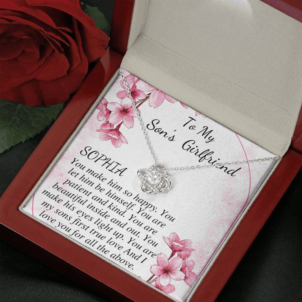 Necklace For Son's Girlfriend, Christmas Gift For Sons Girlfriend, Sons Girlfriend Gift, Son's Girlfriends Birthday Gift, Love Knot #0477