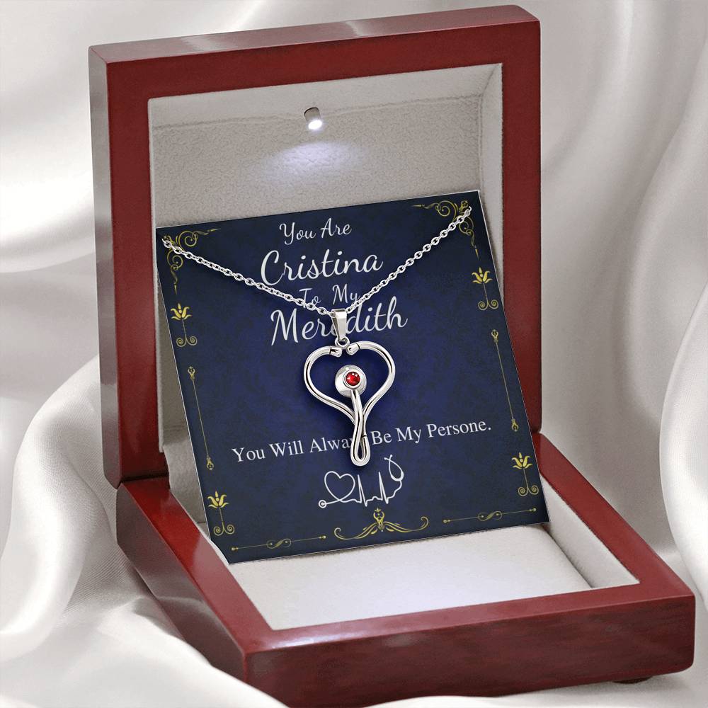 Meredith To My Cristina Stethoscope Necklace, Greys Anatomy Necklace You're My Person, Christina Meredith Pendant, Nurse Best Friend #0382