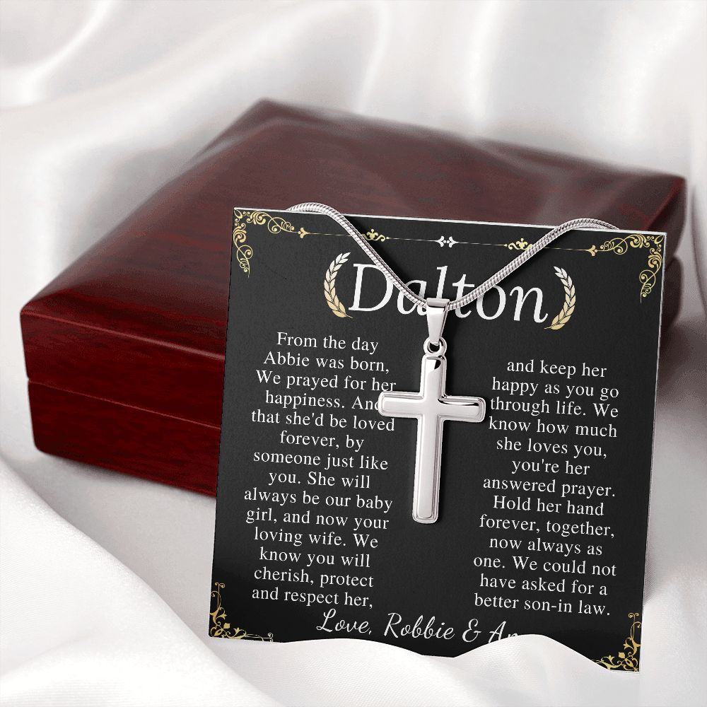 Son-In-Law Wedding Gift, Cross Necklace for Son In Law, Gift for Son In Law for Wedding Day, New Son-In-Law, Cross Necklace Wedding Gift dalton