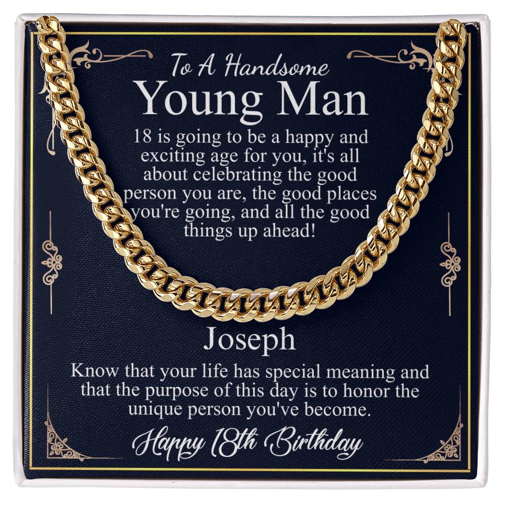 18th Birthday Gift For Him, 18th Birthday Present For Man, Personalized Gift for 18 Year Old Male, 18th Birthday Gift Son from Mom, Dad Joseph