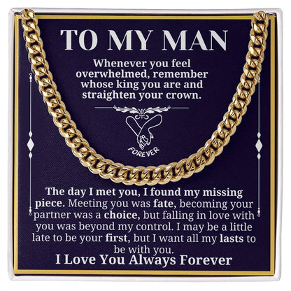 To My Man Necklace - Cuban Chain Necklace for Boyfriend, Husband, or Fiancé | Perfect Gift for Him | Christmas & Valentine's Day Gift for Boyfriend, Husband, or Fiancé 3