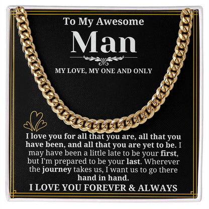 To My Man Necklace - Cuban Chain Necklace for Boyfriend, Husband, or Fiancé | Perfect Gift for Him | Christmas & Valentine's Day Gift for Boyfriend, Husband, or Fiancé 2
