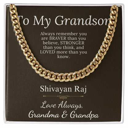 Grandson Gift From Grandparents, Grandson Christmas Gift, Chain necklace for grandson, Grandson Birthday, Communion, Graduation Gift #0905 Shivayan Raj