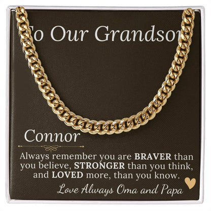 Grandson Gift Chain Jewelry, Necklace for Grandson, Keepsake Gifts for Grandsons, Personalized Gifts for Grandson Christmas Gift #0906 Connor