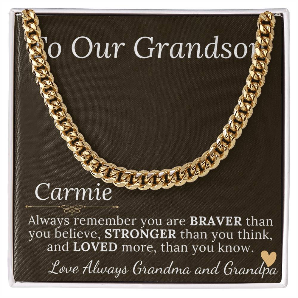 Grandson Gift Chain Jewelry, Necklace for Grandson, Keepsake Gifts for Grandsons, Personalized Gifts for Grandson Christmas Gift #0906 Carmie