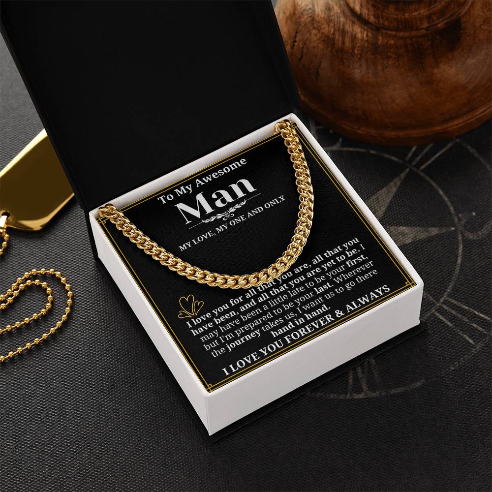 To My Man Necklace - Cuban Chain Necklace for Boyfriend, Husband, or Fiancé | Perfect Gift for Him | Christmas & Valentine's Day Gift for Boyfriend, Husband, or Fiancé 2
