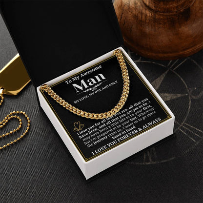 To My Man Necklace - Cuban Chain Necklace for Boyfriend, Husband, or Fiancé | Perfect Gift for Him | Christmas & Valentine's Day Gift for Boyfriend, Husband, or Fiancé 2
