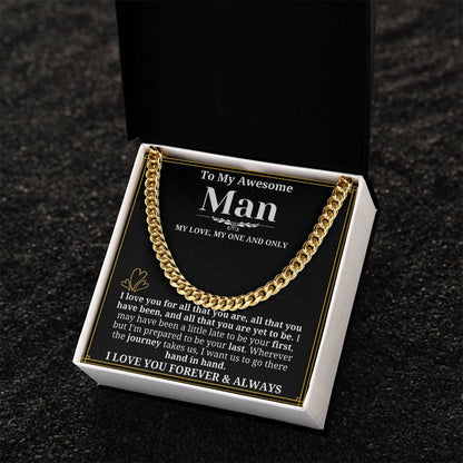 To My Man Necklace - Cuban Chain Necklace for Boyfriend, Husband, or Fiancé | Perfect Gift for Him | Christmas & Valentine's Day Gift for Boyfriend, Husband, or Fiancé 2