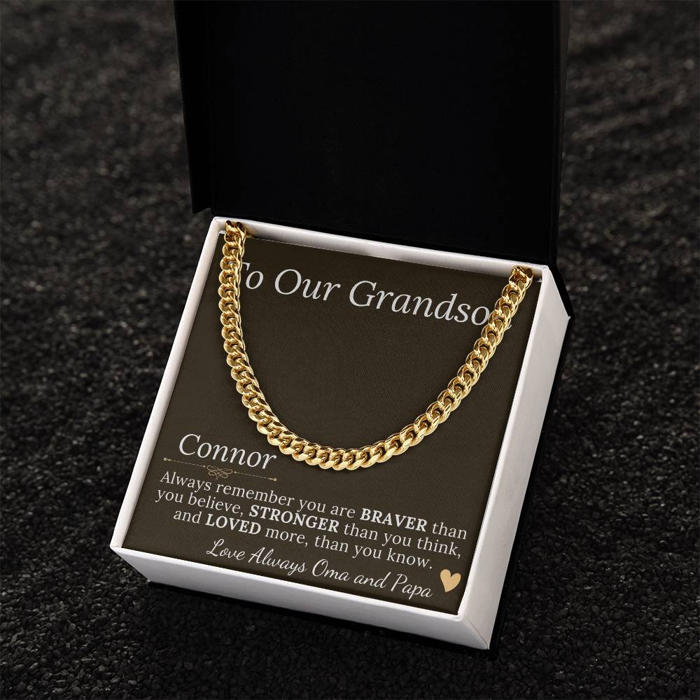Grandson Gift Chain Jewelry, Necklace for Grandson, Keepsake Gifts for Grandsons, Personalized Gifts for Grandson Christmas Gift #0906 Connor