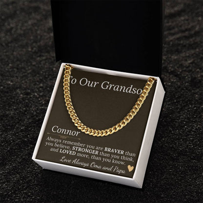 Grandson Gift Chain Jewelry, Necklace for Grandson, Keepsake Gifts for Grandsons, Personalized Gifts for Grandson Christmas Gift #0906 Connor