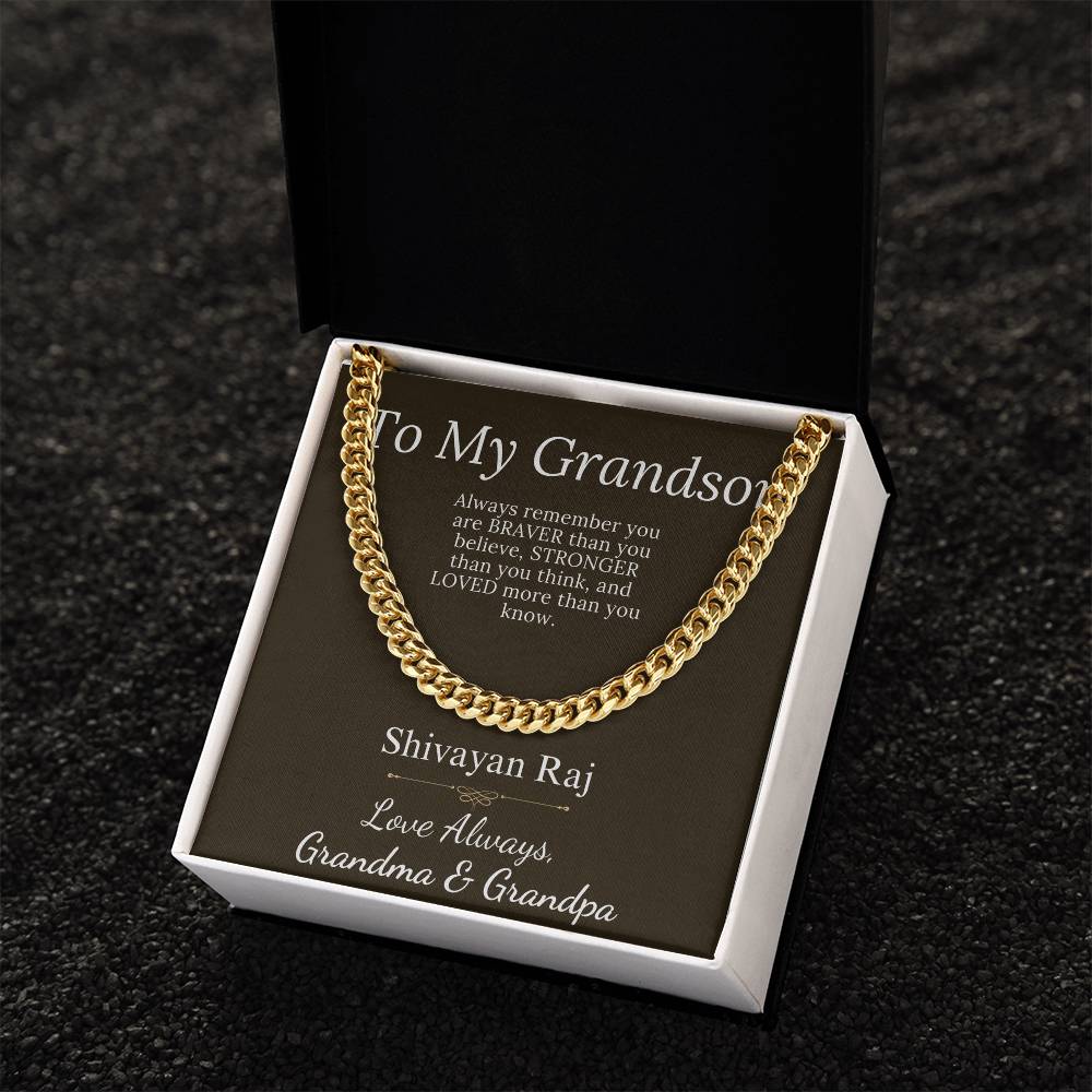 Grandson Gift From Grandparents, Grandson Christmas Gift, Chain necklace for grandson, Grandson Birthday, Communion, Graduation Gift #0905 Shivayan Raj