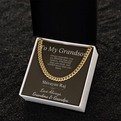 Grandson Gift From Grandparents, Grandson Christmas Gift, Chain necklace for grandson, Grandson Birthday, Communion, Graduation Gift #0905 Shivayan Raj