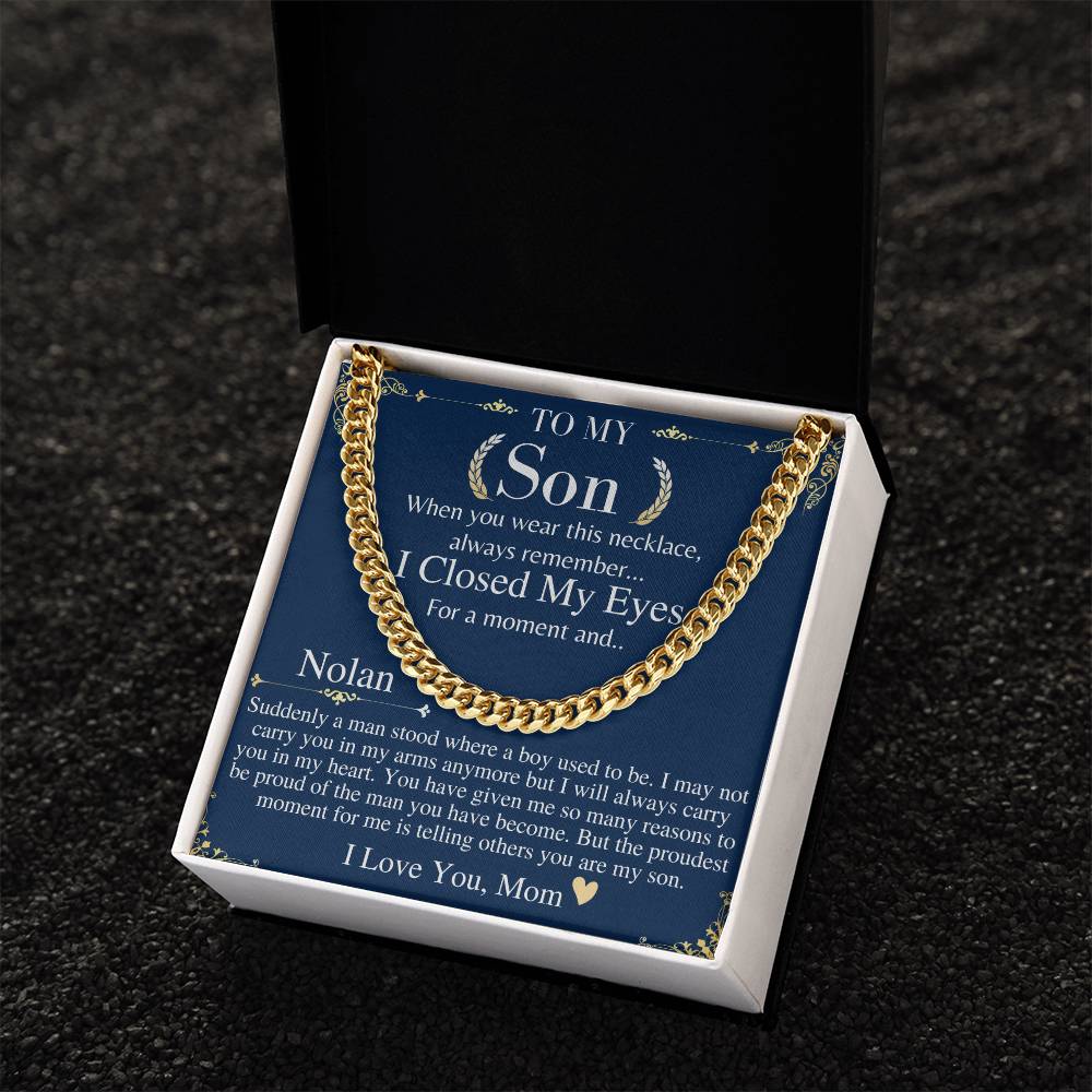 Sentimental Son Gifts from Mom, Son Chain Necklace, Mother to Son Gifts, Christmas Gifts for Son, Graduation Gifts for Son from Mother NOLAN