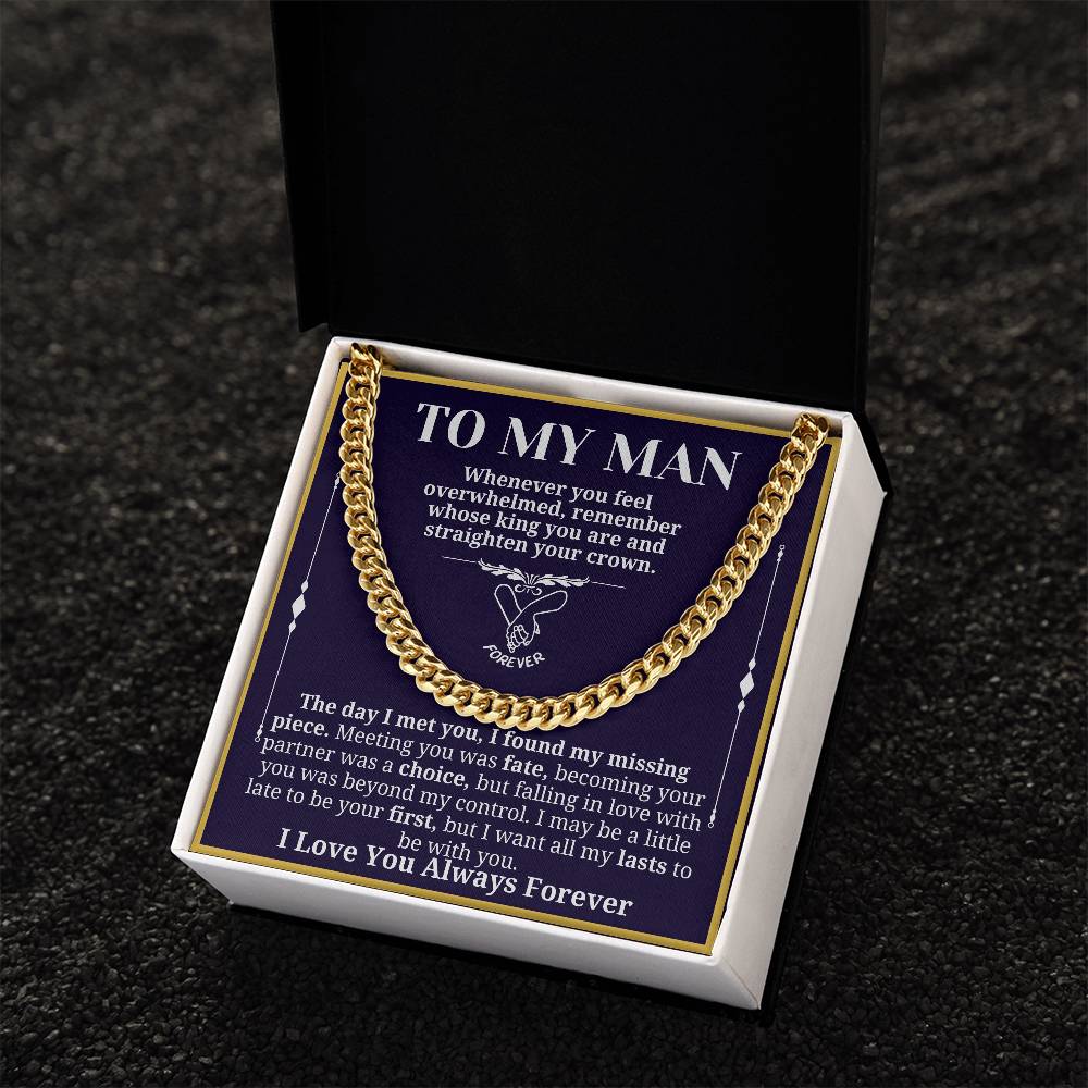 To My Man Necklace - Cuban Chain Necklace for Boyfriend, Husband, or Fiancé | Perfect Gift for Him | Christmas & Valentine's Day Gift for Boyfriend, Husband, or Fiancé 3
