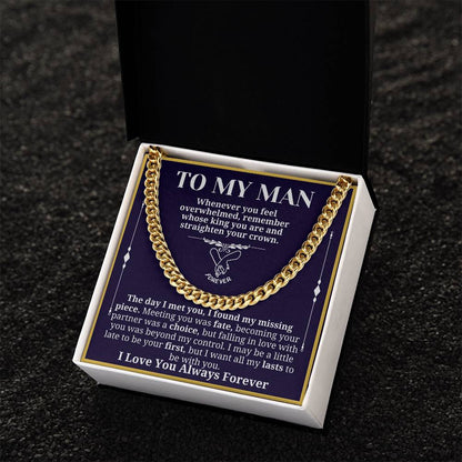 To My Man Necklace - Cuban Chain Necklace for Boyfriend, Husband, or Fiancé | Perfect Gift for Him | Christmas & Valentine's Day Gift for Boyfriend, Husband, or Fiancé 3