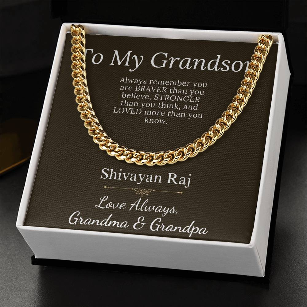 Grandson Gift From Grandparents, Grandson Christmas Gift, Chain necklace for grandson, Grandson Birthday, Communion, Graduation Gift #0905 Shivayan Raj