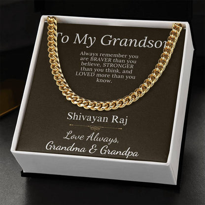 Grandson Gift From Grandparents, Grandson Christmas Gift, Chain necklace for grandson, Grandson Birthday, Communion, Graduation Gift #0905 Shivayan Raj
