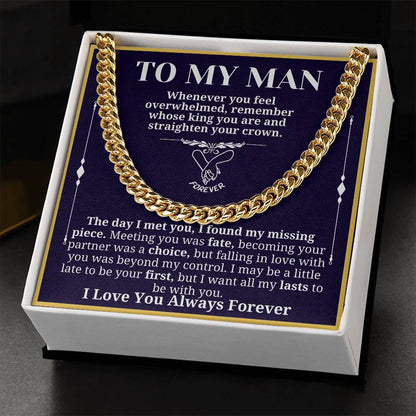To My Man Necklace - Cuban Chain Necklace for Boyfriend, Husband, or Fiancé | Perfect Gift for Him | Christmas & Valentine's Day Gift for Boyfriend, Husband, or Fiancé 3