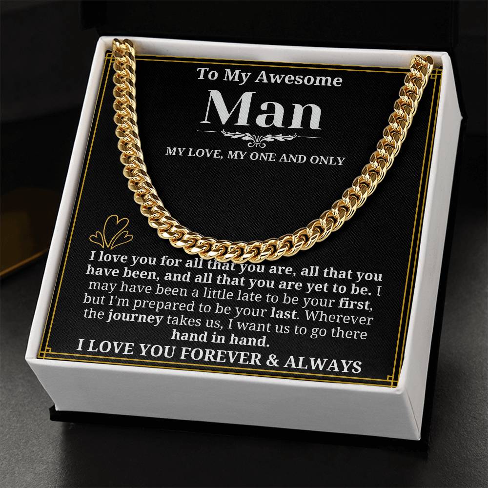 To My Man Necklace - Cuban Chain Necklace for Boyfriend, Husband, or Fiancé | Perfect Gift for Him | Christmas & Valentine's Day Gift for Boyfriend, Husband, or Fiancé 2