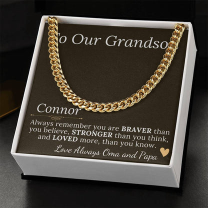 Grandson Gift Chain Jewelry, Necklace for Grandson, Keepsake Gifts for Grandsons, Personalized Gifts for Grandson Christmas Gift #0906 Connor