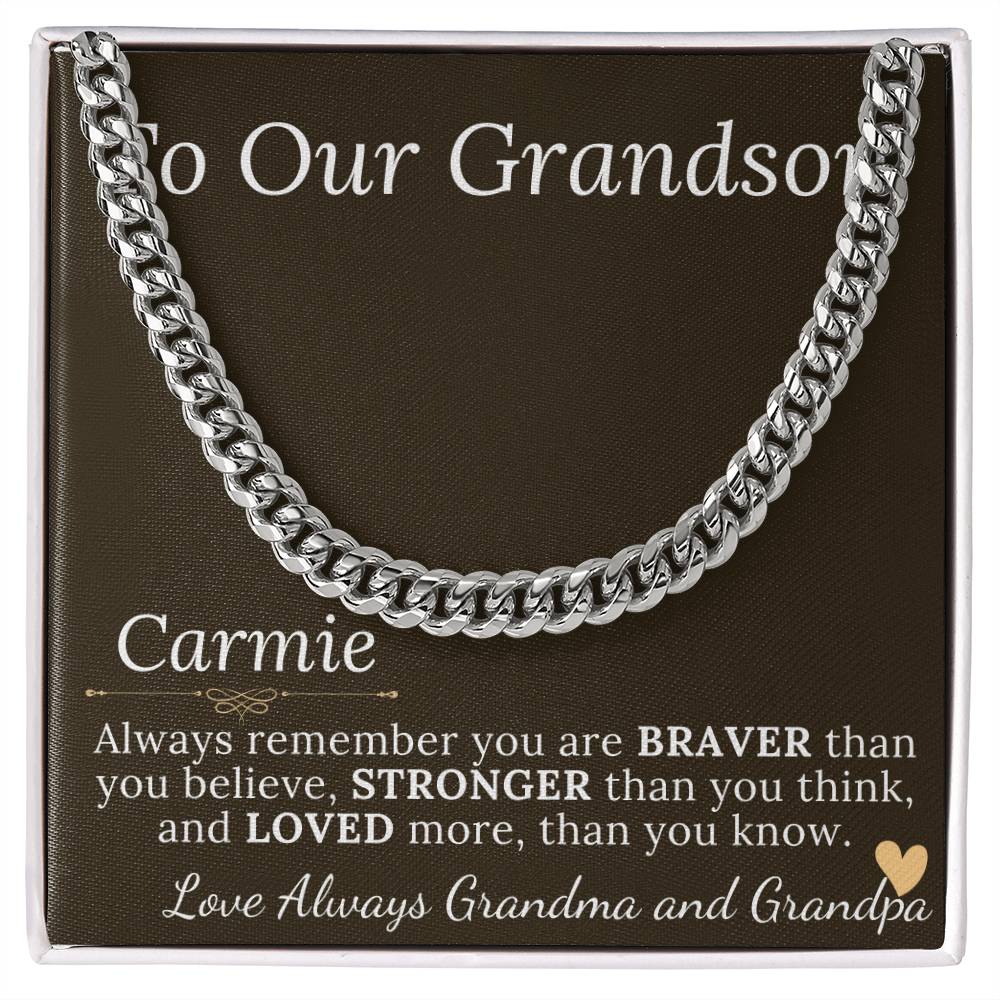 Grandson Gift Chain Jewelry, Necklace for Grandson, Keepsake Gifts for Grandsons, Personalized Gifts for Grandson Christmas Gift #0906 Carmie