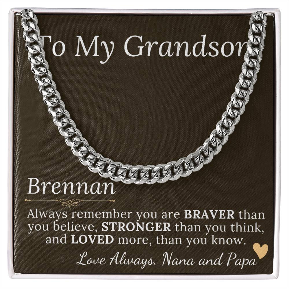 Grandson Gift Chain Jewelry, Necklace for Grandson, Keepsake Gifts for Grandsons, Personalized Gifts for Grandson Christmas Gift #0906 brennan