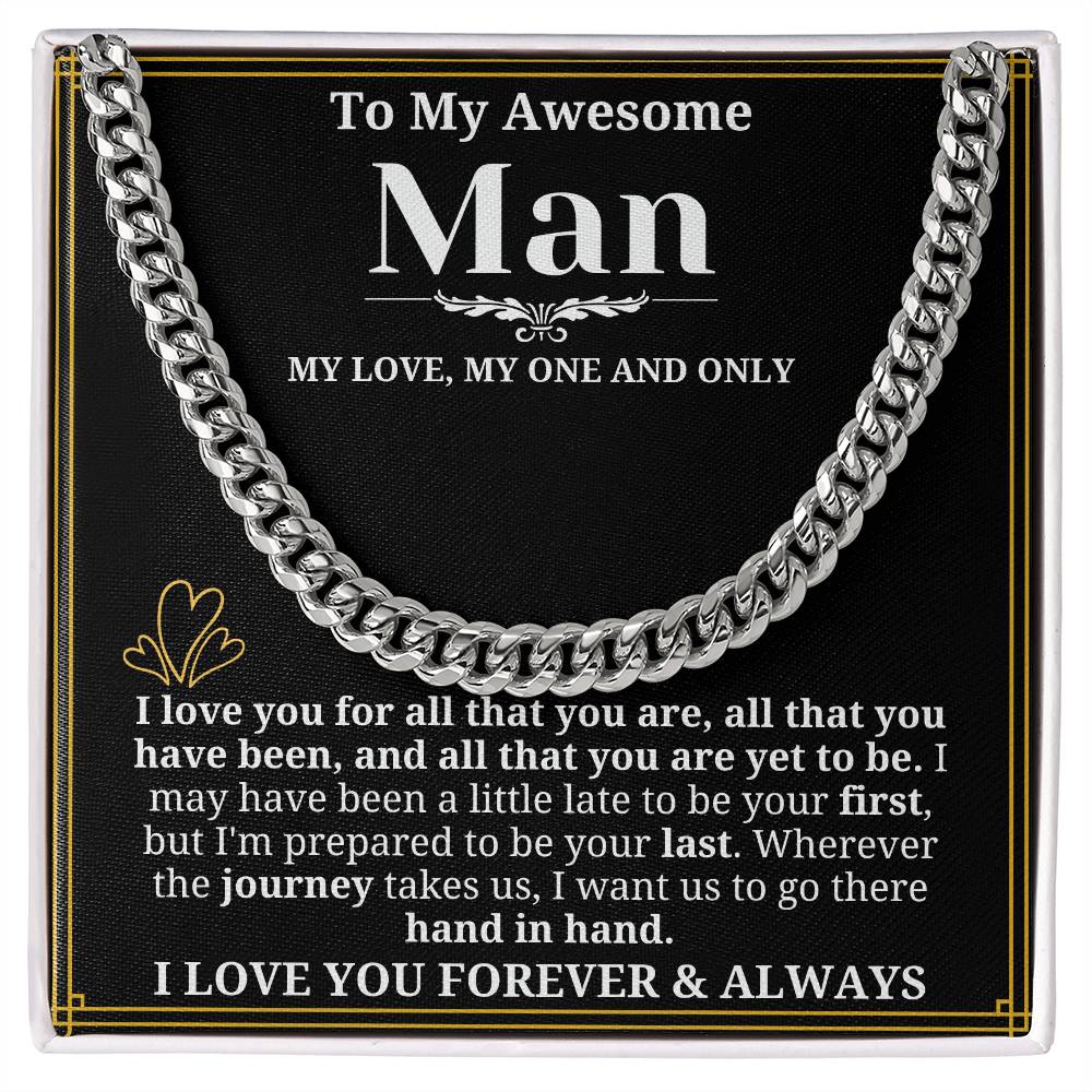 To My Man Necklace - Cuban Chain Necklace for Boyfriend, Husband, or Fiancé | Perfect Gift for Him | Christmas & Valentine's Day Gift for Boyfriend, Husband, or Fiancé 2