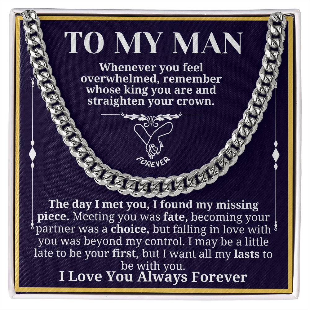 To My Man Necklace - Cuban Chain Necklace for Boyfriend, Husband, or Fiancé | Perfect Gift for Him | Christmas & Valentine's Day Gift for Boyfriend, Husband, or Fiancé 3