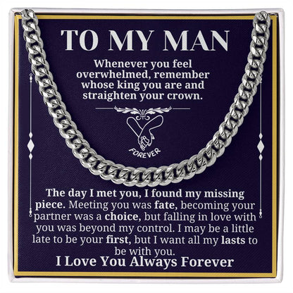 To My Man Necklace - Cuban Chain Necklace for Boyfriend, Husband, or Fiancé | Perfect Gift for Him | Christmas & Valentine's Day Gift for Boyfriend, Husband, or Fiancé 3
