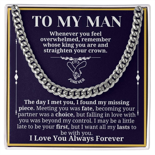To My Man Necklace - Cuban Chain Necklace for Boyfriend, Husband, or Fiancé | Perfect Gift for Him | Christmas & Valentine's Day Gift for Boyfriend, Husband, or Fiancé 3