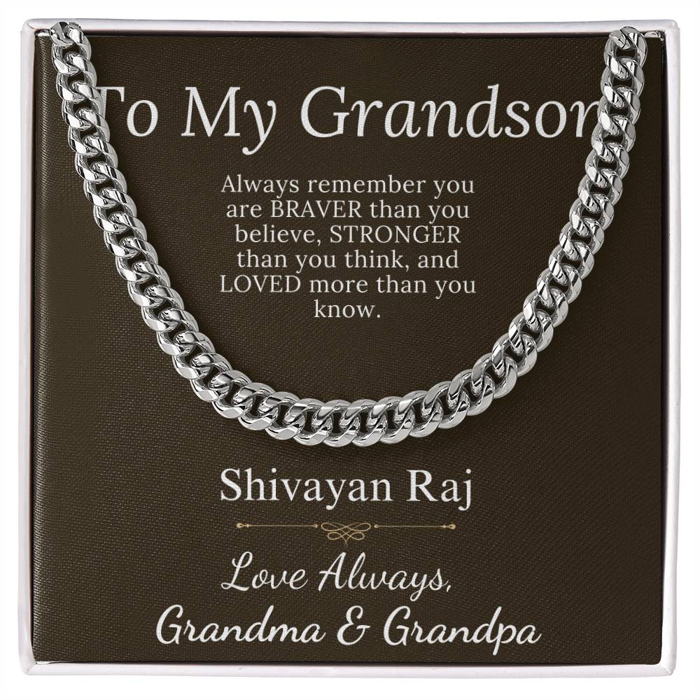 Grandson Gift From Grandparents, Grandson Christmas Gift, Chain necklace for grandson, Grandson Birthday, Communion, Graduation Gift #0905 Shivayan Raj