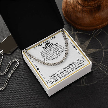 To My Man Necklace, Boyfriend Valentines Day Gift, Mens Cuban Chain Necklace for Fiance, Men Necklaces for Him, Gift For Boyfriend, Husband Gift, Husband Necklace, Boyfriend Necklace, Boyfriend Jewelry