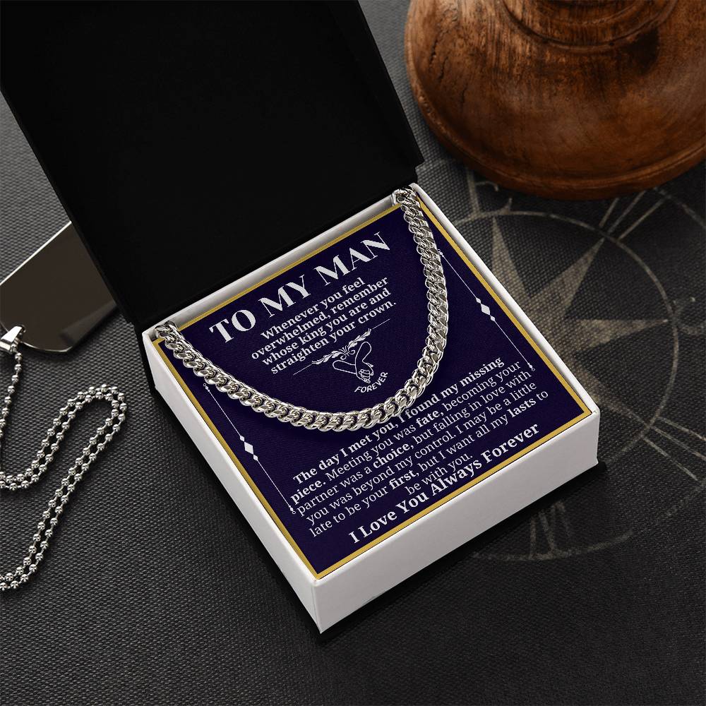 To My Man Necklace - Cuban Chain Necklace for Boyfriend, Husband, or Fiancé | Perfect Gift for Him | Christmas & Valentine's Day Gift for Boyfriend, Husband, or Fiancé 3