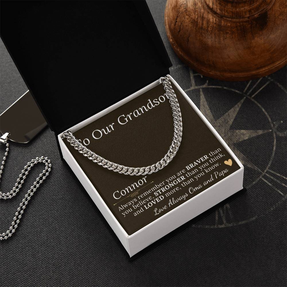 Grandson Gift Chain Jewelry, Necklace for Grandson, Keepsake Gifts for Grandsons, Personalized Gifts for Grandson Christmas Gift #0906 Connor