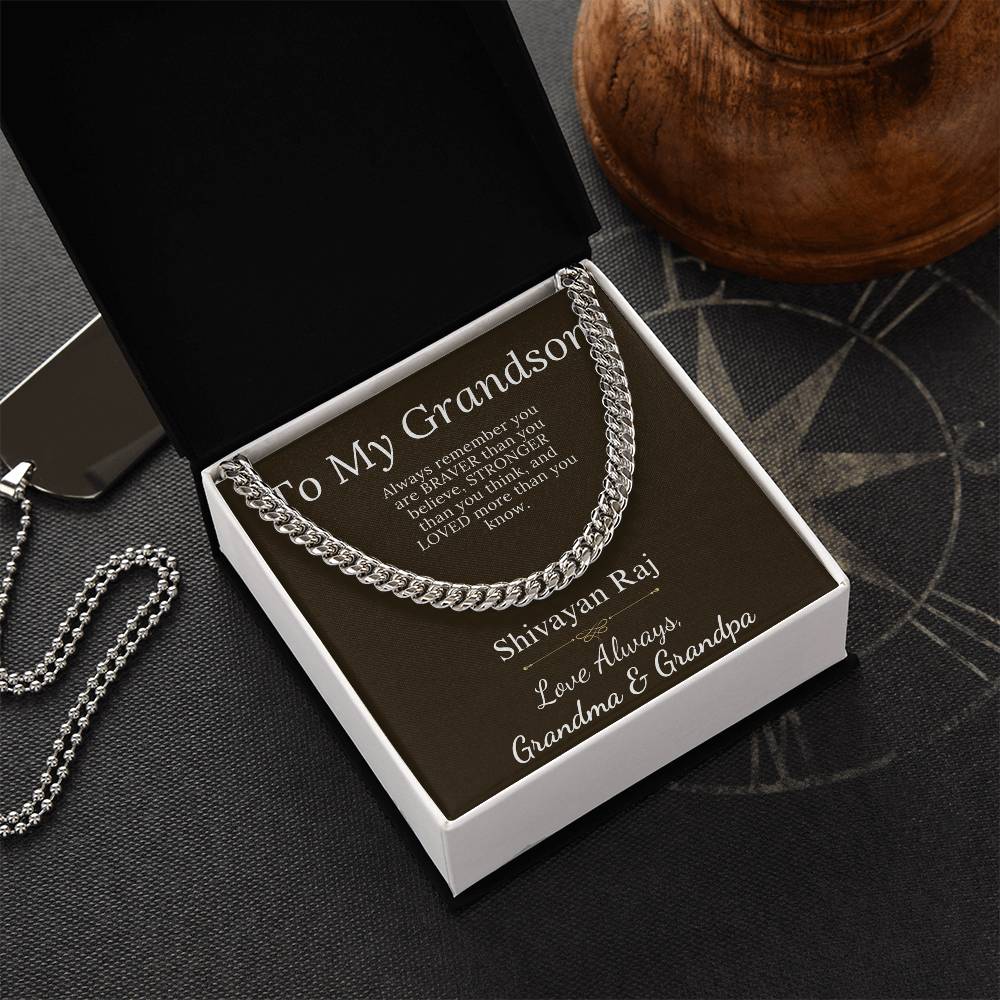 Grandson Gift From Grandparents, Grandson Christmas Gift, Chain necklace for grandson, Grandson Birthday, Communion, Graduation Gift #0905 Shivayan Raj