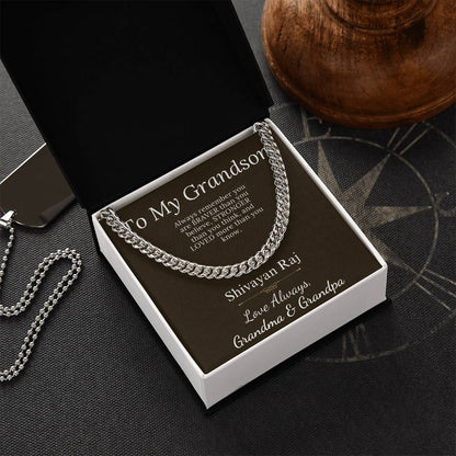 Grandson Gift From Grandparents, Grandson Christmas Gift, Chain necklace for grandson, Grandson Birthday, Communion, Graduation Gift #0905 Shivayan Raj