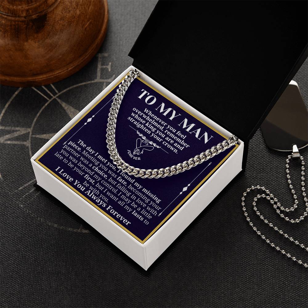To My Man Necklace - Cuban Chain Necklace for Boyfriend, Husband, or Fiancé | Perfect Gift for Him | Christmas & Valentine's Day Gift for Boyfriend, Husband, or Fiancé 3