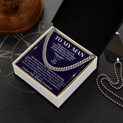 To My Man Necklace - Cuban Chain Necklace for Boyfriend, Husband, or Fiancé | Perfect Gift for Him | Christmas & Valentine's Day Gift for Boyfriend, Husband, or Fiancé 3