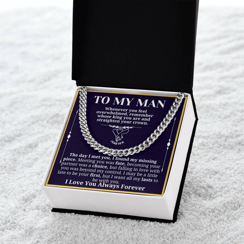 To My Man Necklace - Cuban Chain Necklace for Boyfriend, Husband, or Fiancé | Perfect Gift for Him | Christmas & Valentine's Day Gift for Boyfriend, Husband, or Fiancé 3