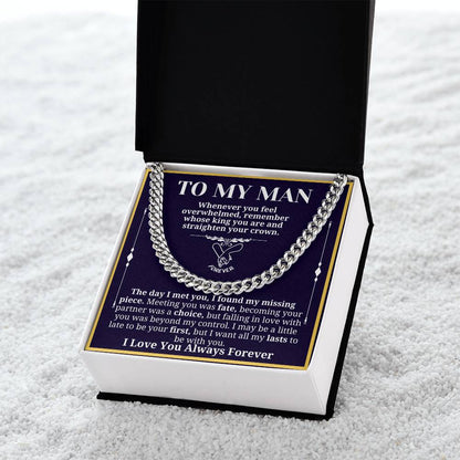 To My Man Necklace - Cuban Chain Necklace for Boyfriend, Husband, or Fiancé | Perfect Gift for Him | Christmas & Valentine's Day Gift for Boyfriend, Husband, or Fiancé 3