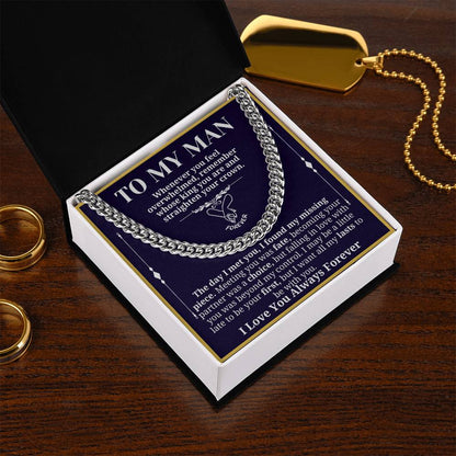 To My Man Necklace - Cuban Chain Necklace for Boyfriend, Husband, or Fiancé | Perfect Gift for Him | Christmas & Valentine's Day Gift for Boyfriend, Husband, or Fiancé 3