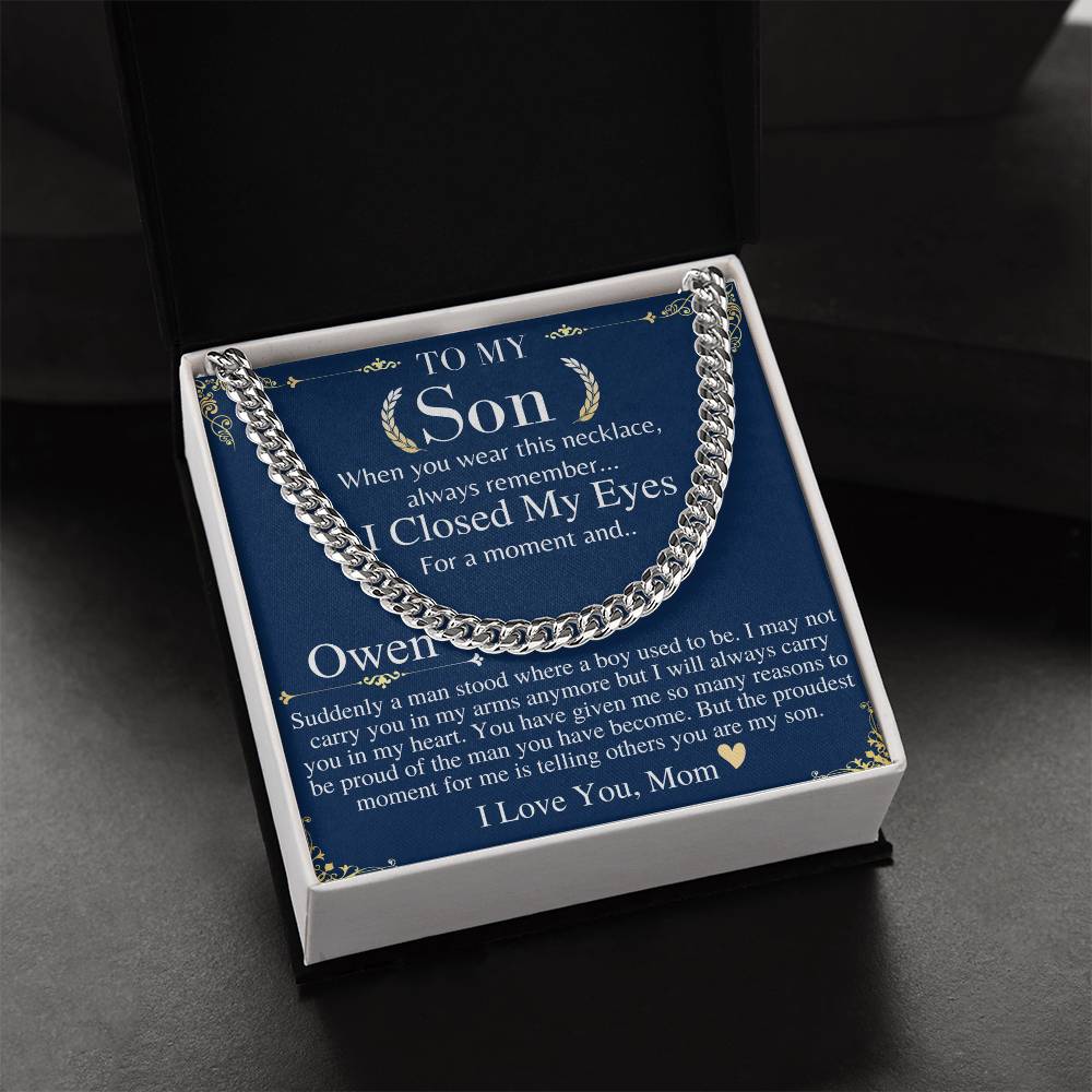 Son Birthday Gift, Sentimental Son Gifts from Mom, Christmas Gift For Son, Son Chain Necklace, Mother to Son Gift, Graduation Gifts for Son Owen